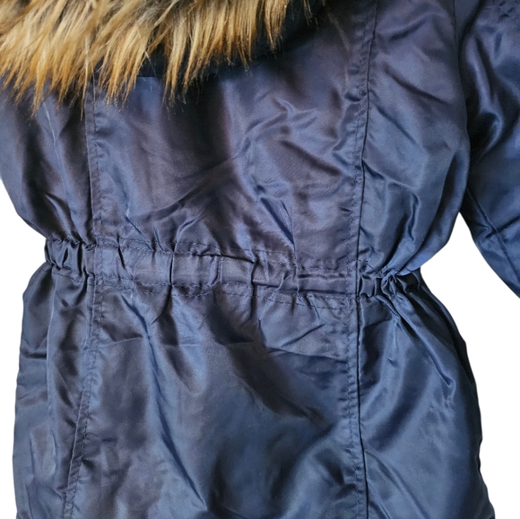 Urban Republic Girl's Anorak Jacket Faux Fur Hood Navy Blue Size 4 - Picture 12 of 14
